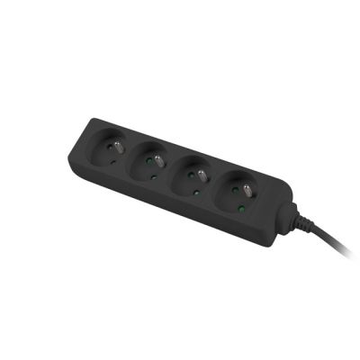 LANBERG Steckdosenleiste 1,5 m, 4 x 230 V PL, Kabel aus reinem Kupfer, schwarz