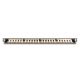 5. Hochdichtes Patchpanel 19 Zoll, 24x RJ45, LSA-Level, Cat. 6, geschirmt, 0,5 HE, schwarz, Kabelführung
