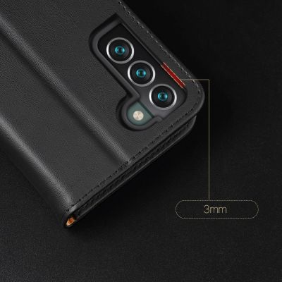 15. Dux Ducis Hivo Leather Flip Cover Echtleder Geldbörse für Karten und Dokumente Samsung Galaxy S22+ (S22 Plus) Blau