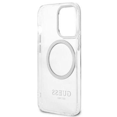 7. Guess Metal Outline MagSafe Hülle für iPhone 13 Pro / iPhone 13 – Silber