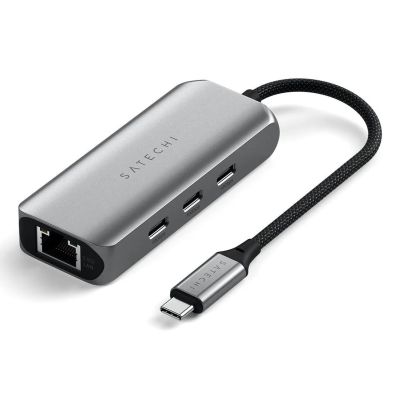 Satechi 4-in-1 USB-C Hub – Hub für mobile USB-C-Geräte (3x USB-C 3.2 Gen2 10 Gbit/s, 2,5-Gigabit-Ethernet) (Space Grau)