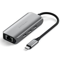 Satechi 4-in-1 USB-C Hub – Hub für mobile USB-C-Geräte (3x USB-C 3.2 Gen2 10 Gbit/s, 2,5-Gigabit-Ethernet) (Space Grau)