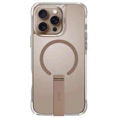 2. Uniq Hülle Eleva mit Vertica Stand iPhone 16 Pro 6,3" Gold/Taupe Gold