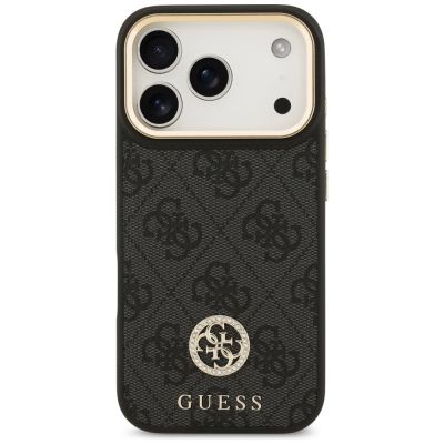 3. Guess 4G Strass Logo & Big Strap Metal Buttons MagSafe Case für iPhone 17 Pro - Schwarz