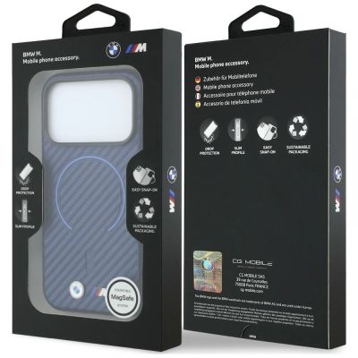 8. BMW M Carbon Printed Ring MagSafe Hülle für iPhone 18 Pro / 17 Pro – marineblau