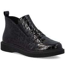 Damen-Ankle-Boots aus Lackleder, Krokodilmuster, schwarz, Rieker 71150-00