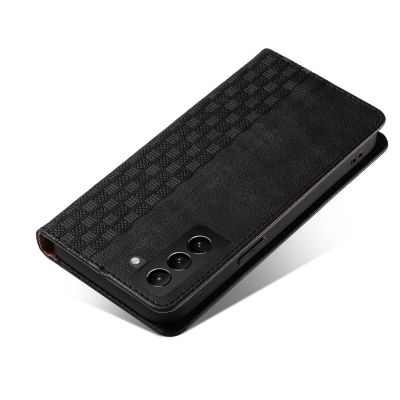 6. Magnetband Hülle Hülle für Samsung Galaxy S22+ (S22 Plus) Tasche Geldbörse + Mini Lanyard Anhänger Schwarz