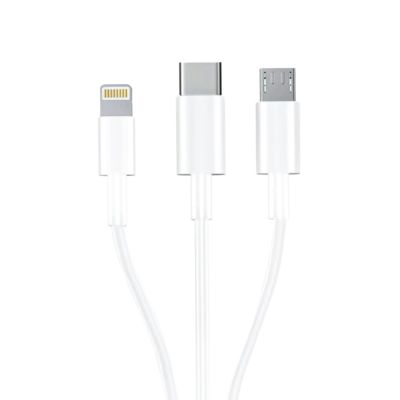 4. 3mk Kabel 3-in-1 USB-A - Micro-USB / Lightning / USB-C 1,2 m 20 V / 2,4 A 15 W - weiß