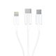 4. 3mk Kabel 3-in-1 USB-A - Micro-USB / Lightning / USB-C 1,2 m 20 V / 2,4 A 15 W - weiß