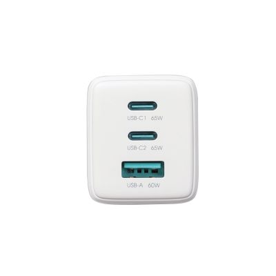 5. Joyroom JR-TG10 65W GaN 2x USB-C + USB-A Wandladegerät mit 100W USB-C - USB-C 1,2m Kabel - weiß