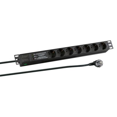 EFB Elektronik EK631DE.3 2 m Steckdosenleiste mit 7 Netzwerksteckdosen für den Innenbereich, Schwarz
