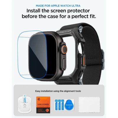 9. Spigen Lite Fit Pro Armband + Displayschutzfolie aus gehärtetem Glas für Apple Watch Ultra 49 mm – Schwarz