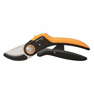 4. Fiskars Plus PowerLever Amboss Gartenschere Schwarz, Orange