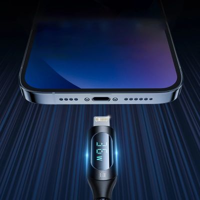 4. Wozinsky WUCLC2 Lightning – USB-C 36 W 480 Mbit/s 2 m Kabel mit Display – Schwarz