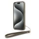 4. DKNY Wrist Strap Stock Logo Hülle für iPhone 15 Pro – Beige