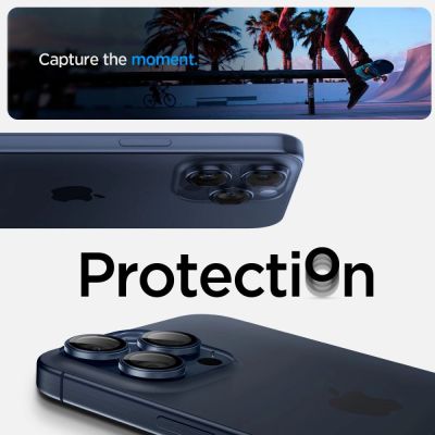 10. Spigen Optik.tR EZ Fit Kameraschutz für iPhone 14 Pro / Pro Max / 15 Pro / Pro Max - Titanblau 2 Stk.