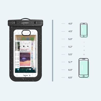 9. Ugreen LP186 60959 Hülle wasserdicht IPX8 für 4-6,5" Smartphone - Schwarz und Transparent