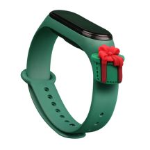 Strap Xmas für Xiaomi Mi Band 3 / 4 Weihnachts-Silikonarmband mit Geschenk - Dunkelgrün