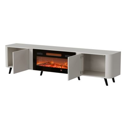 5. VOLARE TV-Schrank 200x39x49 Kaschmir + Kamin