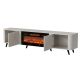 5. VOLARE TV-Schrank 200x39x49 Kaschmir + Kamin