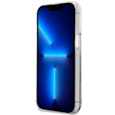 5. Guess Liquid Glitter Marble Hülle für iPhone 14 – Weiß