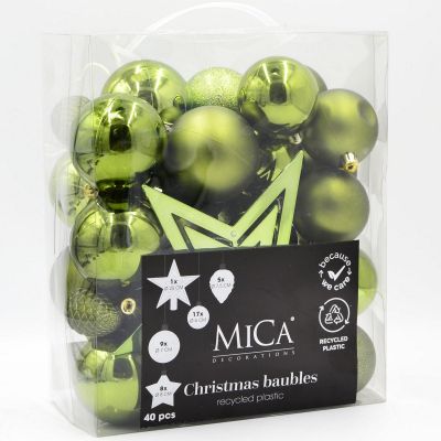 5. Dekorative Plastikkugeln, sicher, 40 Stück, grüner Glimmer