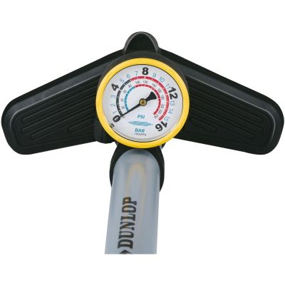 4. DUNLOP WERKSTATT-/FAHRRADPUMPE 230 Psi (16 Bar) MIT MANOMETER GRAU