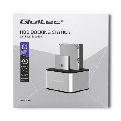 5. QOLTEC Dockingstation für 2 Festplatten 2x HDD/SSD 2,5"/3,5" SATA | USB 3.0 | KLONEN
