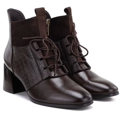 4. Gefütterte Damen-Ankle-Boots mit hohem Absatz, braun, Vinceza 58670