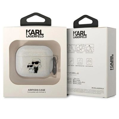 3. Karl Lagerfeld KLA3HNKCTGT Airpods 3 Hülle transparent Gliter Karl&Choupette