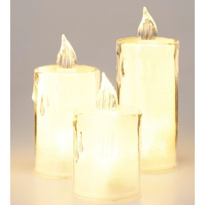22. Dekorative Kerzen, 3 Stück, transparent, warmweiß, 1 LED