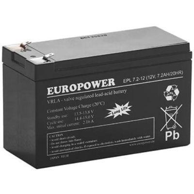 EUROPOWER AGM-Batterie EPL-Serie 12V 7,2Ah T1