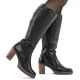 6. Schwarze Damen-Lederstiefel mit Absatz Rieker Y2581-00
