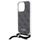 5. Guess Crossbody Cord 4G Print Hülle für iPhone 16 Pro Max – Schwarz