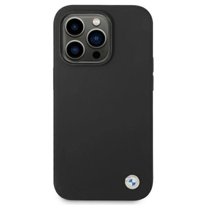 3. BMW Silikon-Metall-Logo-Hülle für iPhone 14 Pro – Schwarz