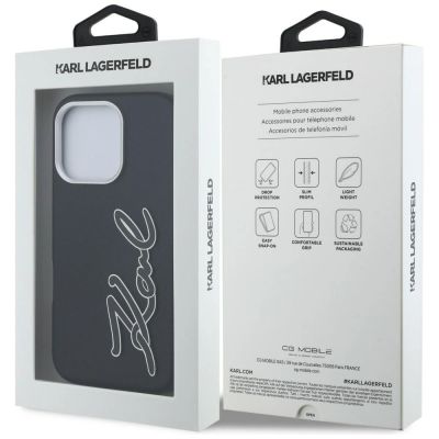 8. Karl Lagerfeld FW iPhone 16 Pro Hülle mit genarbtem Logo – Schwarz
