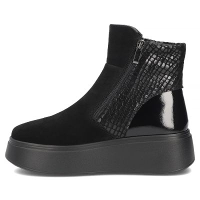 3. Schwarze Damen-Ankle-Boots aus Leder mit Plateausohle, Filippo DBT8077/26