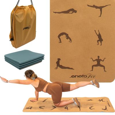 Faltbare Yogamatte aus Kork, 183 x 61 x 0,4 cm, ENERO FIT