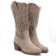 4. Damen-Cowboystiefel mit Lochmuster, beige, S.Barski HY62-8126