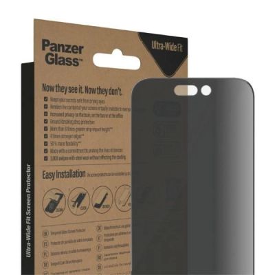 7. PanzerGlass Ultra-Wide Fit Antibakterieller Sichtschutz aus gehärtetem Glas mit Positionierer für iPhone 14 Pro