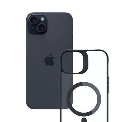 10. 3mk Satin Armor MagCase Hülle mit MagSafe für iPhone 15 – transparent mit schwarzem Rahmen