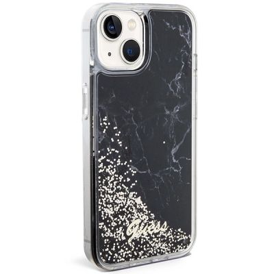 4. Guess Liquid Glitter Marble Hülle für iPhone 14 – Schwarz