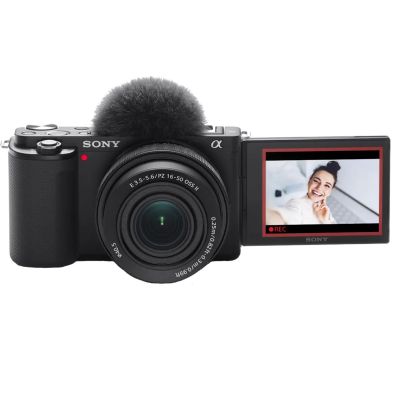 5. Sony ZV-E10 + E PZ 16-50mm F3.5-5.6 OSS II spiegellose Kamera, 24,2 MP CMOS, 6000 x 4000 px, Schwarz