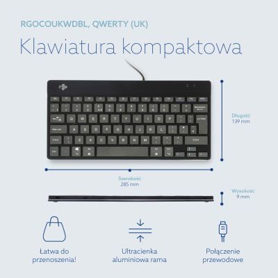 9. Ergonomisches R-Go Compact Break-Keyboard von R-Go Tools mit Break-Software, QWERTY (UK), kabelgebunden, Schwarz