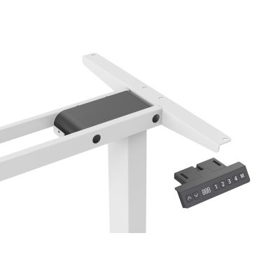 16. Tischgestell mit elektrischer Höhenverstellung für Tischplatten bis 200 cm, L-förmig, weiß
