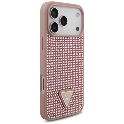 4. Guess Strass Dreieck Logo Hülle für iPhone 17 Pro Max - Rosa