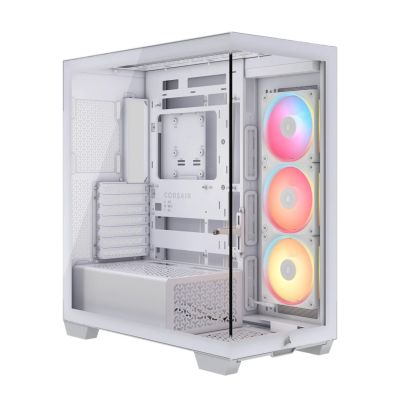 Corsair 3500X LXR LINK Midi-Tower-Gehäuse mit Seitenwand aus gehärtetem Glas, Weiß