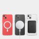9. Klare magnetische Hülle mit MagSafe für iPhone 14 Plus mit silbernem Ring – transparent