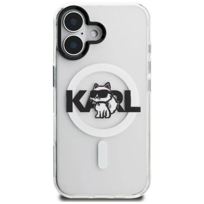 3. Karl Lagerfeld IML Choupette Sketch Logo MagSafe iPhone 16 Hülle - Transparent