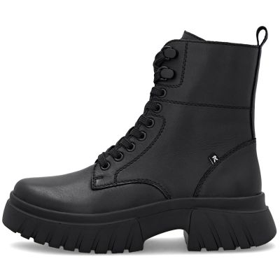 3. Schwarze Damen-Ankle-Boots aus Leder mit dicken Sohlen, Rieker W1870-02